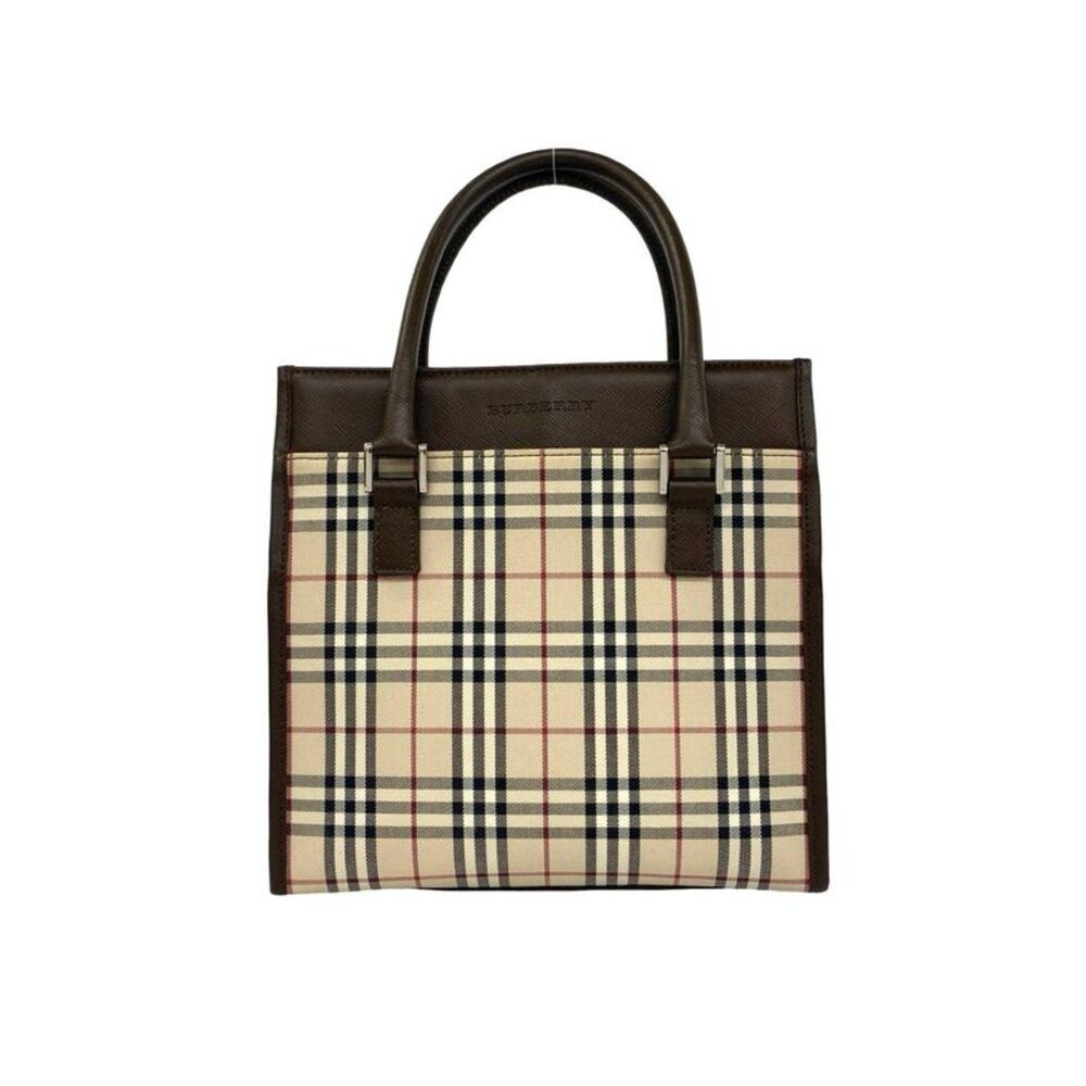 Burberry Check Canvas Leather Handbag